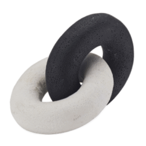 3.55inch Black White Interlocking Ring Sculpture