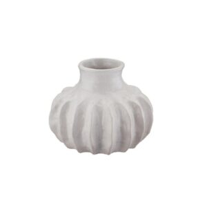 Fluted Short Bulbous Ceramic Vase