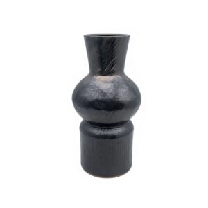 Metallic Glaze Tiered Textured Ceramic Vase