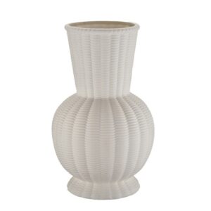 12inch Matte White Woven Textured Amphora Ceramic Vase
