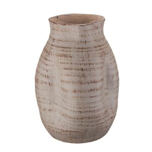 10.5inch Distressed Brown Brushstroke Irregular Ceramic Vase