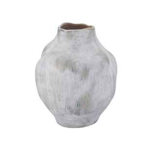 9.85inch Blue Grey Streak Distressed Abstract Ceramic Vase