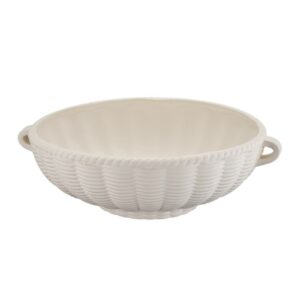3.85inch Matte White Woven Texture Double Handle Fruit Bowl
