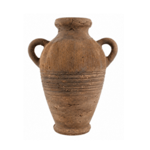 11.1inch Vintage Ribbed Amphora Earthenware Vase with Double Handles