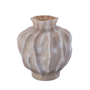 8.45inch Fluted Pumpkin Shape Wabi-Sabi Ceramic Vase