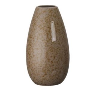 11.6inch Light Taupe Mottled Glaze Oval Ceramic Vase