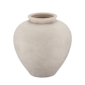 Fine Horizontal Ribbed Round Ceramic Jar