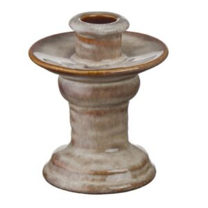 Taupe Mottled Glaze Short Ceramic Candle Holder