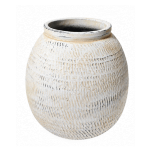 Round Carved Textured Ceramic Vase