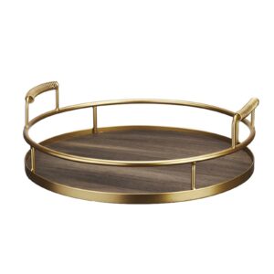 4inch Round  Frame Wood Decor Tray with Twisted Handles
