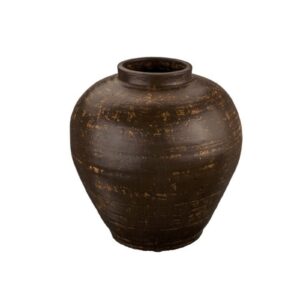 Vintage Concentric Line Round Earthenware Vase