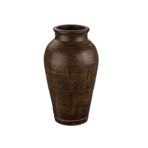Vintage  Linear Textured Tall Earthenware Vase