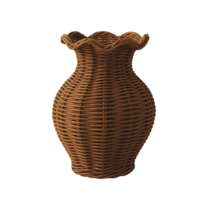 8.85inch Natural Handwoven Wicker Vase with Ruffled Top