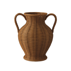 8.25Inch Natural Handwoven Wicker Amphora Vase with Twin Handles
