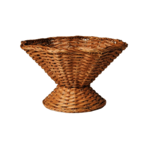 Handwoven Wicker Pedestal Bowl with Flared Wide Rim