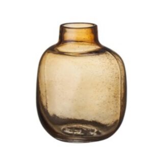 8.25inch Amber Bubble Textured  Glass Vase