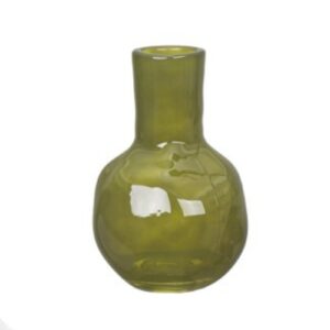 10.25inch Solid Olive Green Irregular Bulb Glass Vase