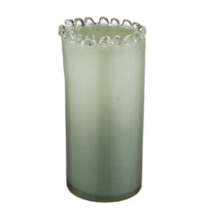Light Green Scalloped Rim Glass Vase