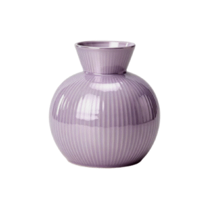 Wide Round Bulb Ribbed Decorative Pot