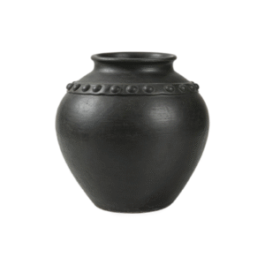 8.7inch Round Bulb Rustic Black Ceramic Jar