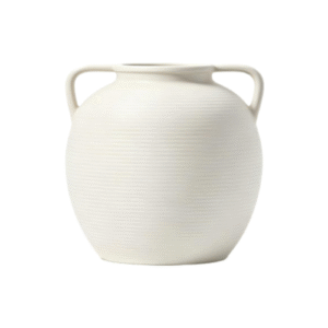 Horizontal Fine Ribbed Double Handle Ceramic Pot