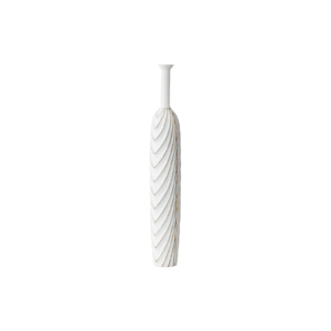 29.53inch White Gold Line Chevron Tall Slender Art Vase