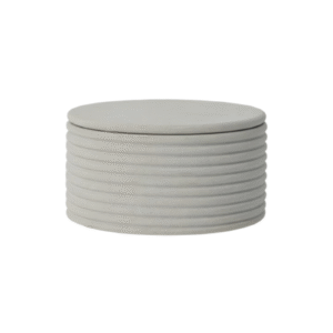 4.33inch Ribbed Cylindrical Lidded Ceramic Storage Box
