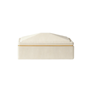 Gold Trim Vertical Ribbed Pyramid Ceramic Storage Box