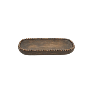 1.38inch Beaded Rim Antique Brown Rectangular Wood Tray