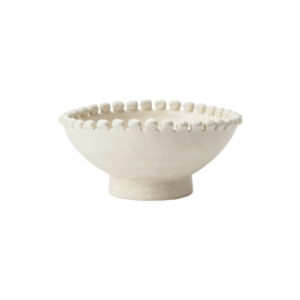 Scalloped Bead Edge Footed Ceramic Fruit Bowl