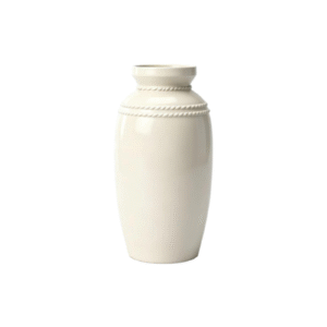 Glossy Double Rope Embossed Oval Ceramic Vase