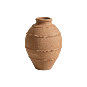 Multi Stitched Ring Round Clay Vase