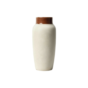 Two-Tone Brown Rim Smooth Ceramic Vase