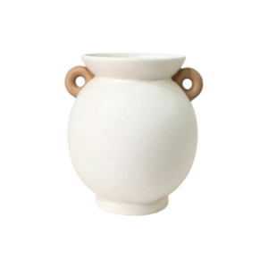 6.9inch Round Bulb Two-Tone Loop Handle Ceramic Pot