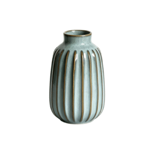 Gold Rim Vertical Groove Ceramic Vase