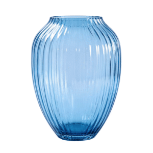 10.62inch Blue Vertical Striped Glass Vase