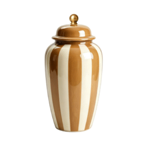 13inch Yellow Striped Ceramic Jar